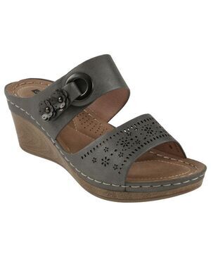 Good Choice Theresa Pewter Wedge Sandal Womens Size 6 194723080071